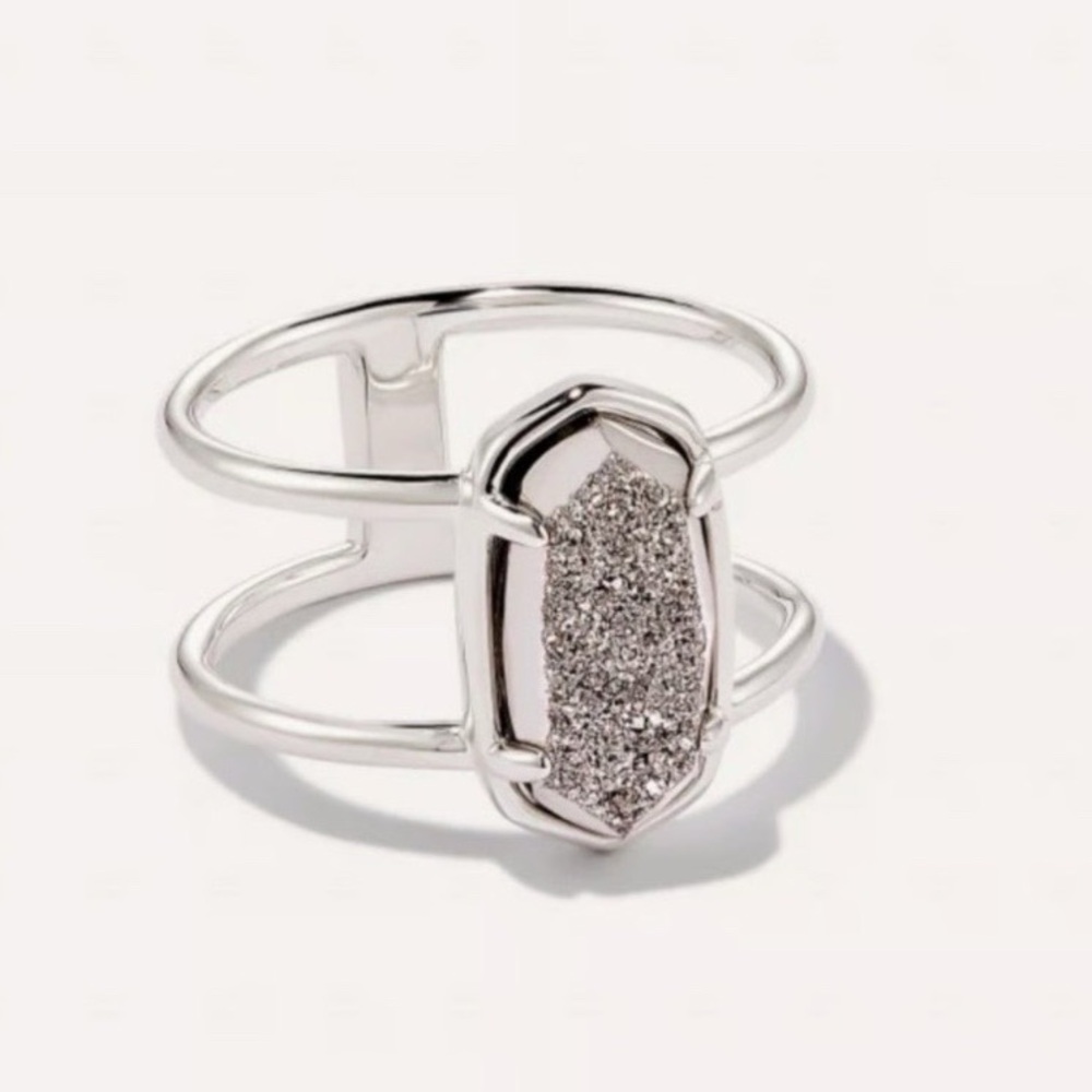 🆕KENDRA SCOTT ELYSE DOUBLE BAND RING/ PLATINUM DRUSY - Picture 5 of 11